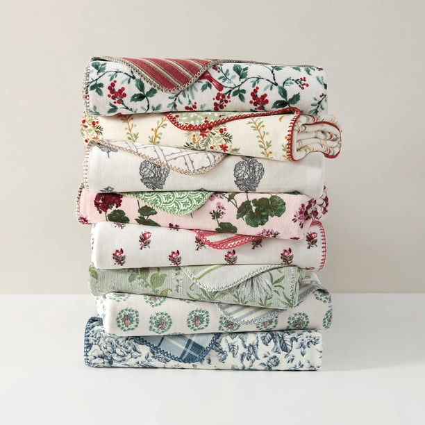 Laura Ashley Coco Plush Reversible Throw, 60