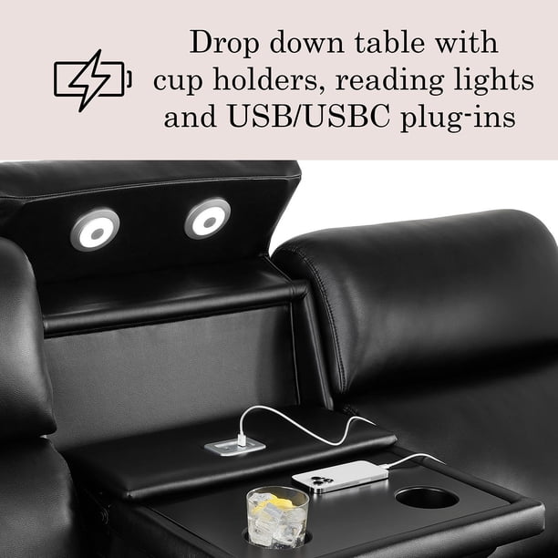 Member's Mark Maxwell Power Reclining Theater Sofa with Drop Table