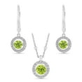 thumbnail image 1 of Round Cut Lab Created Gemstone Dancing Pendant & Earring Set in Sterling Silver, 1 of 8