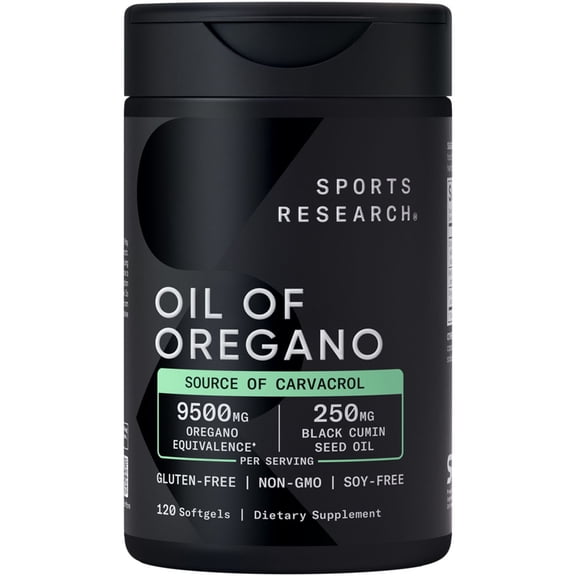 Sports Research Oil of Oregano + Black Seed Oil Soft Gel Supplement, 120 ct