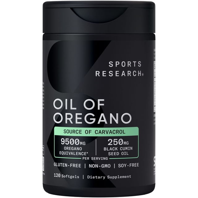 Sports Research Oil of Oregano + Black Seed Oil Soft Gel Supplement, 120 ct