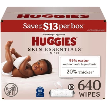 Huggies Skin Essentials Hypoallergenic Baby Wipes, 10 Flip-Top Packs, 640 ct.