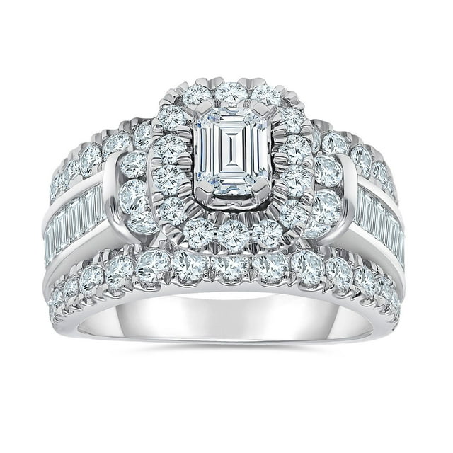 2.95 CT. T.W. Emerald Cut Diamond Ring in 14K Gold