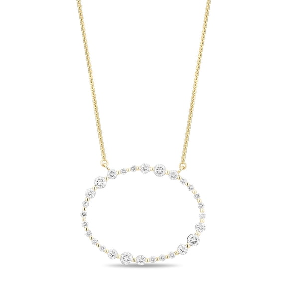 0.80 CT. T.W. Open Oval Round Cut Diamond Necklace in 14K Gold