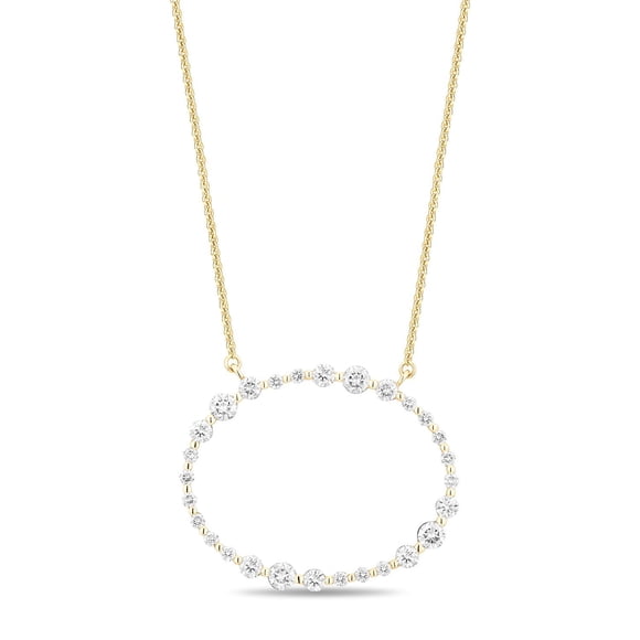 0.80 CT. T.W. Open Oval Round Cut Diamond Necklace in 14K Gold