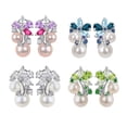 thumbnail image 2 of Freshwater Cultured 6-8.5mm Pearl & Gemstone Earrings in Sterling Silver, 2 of 5