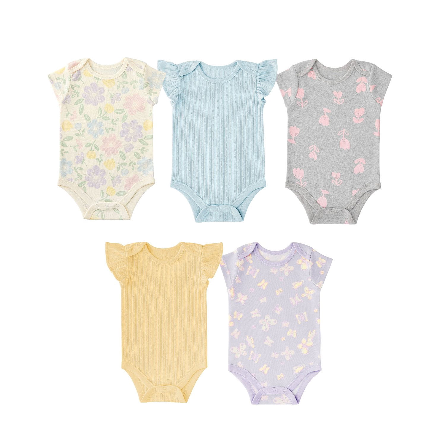 Member’s Mark Baby Organic Cotton Bodysuits — 4 Retail-Pack Bulk Bundle (16 Bodysuits, Assorted Sizes & Prints) - image 1