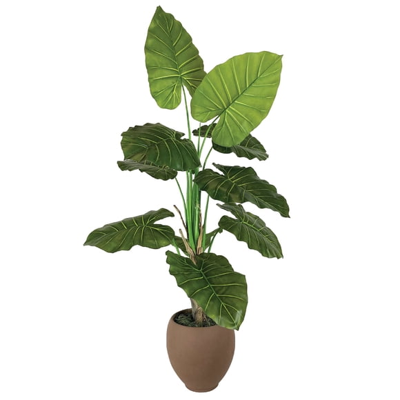 Artificial 6' Taro Tree in a Brown Ceramic Planter