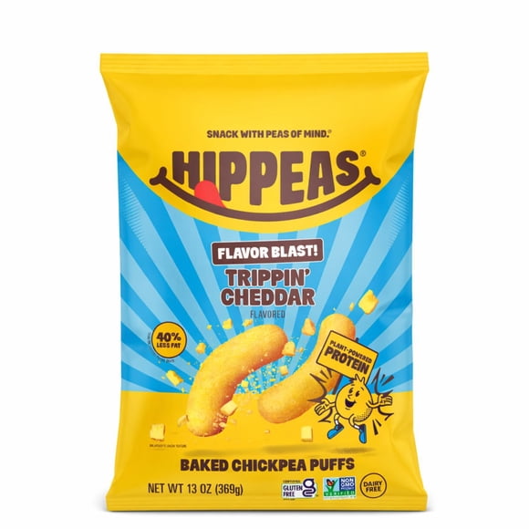 Hippeas Flavor Blast! Trippin' Cheddar Baked Chickpea Puffs, 13 oz.