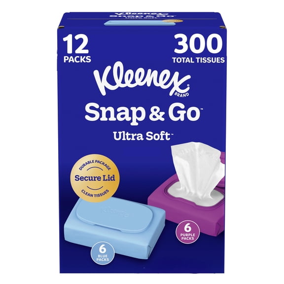 Kleenex Snap & Go Facial Tissues, 12 packs, 25 tissues/pack