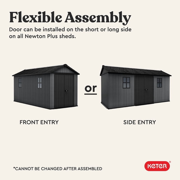 Keter 7.5' x 15' Newton Plus Resin Outdoor Shed Durable Storage