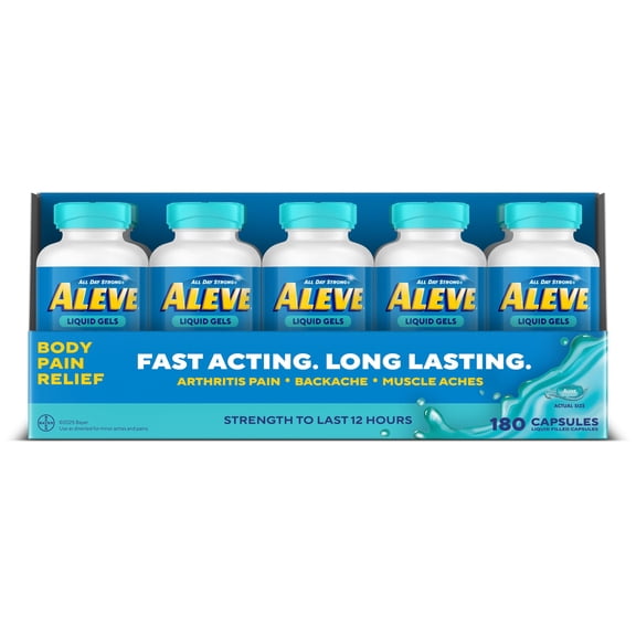 Aleve Pain Reliever & Fever Reducer Naproxen Sodium Liquid Gels, 180 ct.