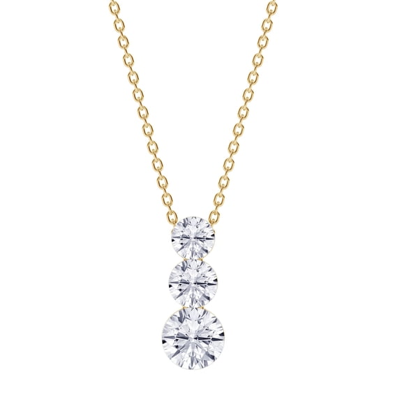 Lab Created Round Diamond 1.96 CT. T.W. Three-Stone Floating Pendant in 14K Gold