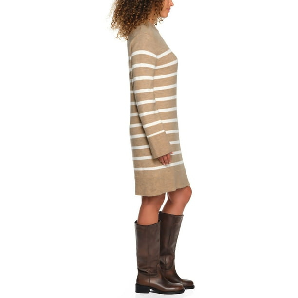 brown and white sweater dress LANDS' END - Camel L:- L, Camel styled with a collared