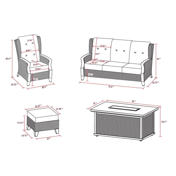Member's Mark Newcastle Deep Seating Fire Set with Sunbrella