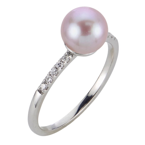 Cultured Freshwater Pearl and 0.08 CT.T.W. Diamond Ring in 14K Gold