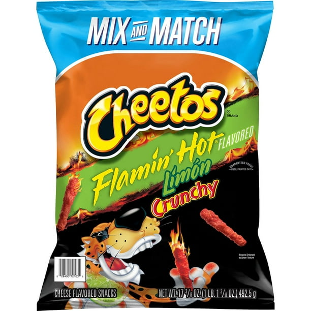 Cheetos Flamin' Hot Limon Crunchy Cheese Flavored Snacks, 17.375