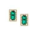 thumbnail image 2 of Baguette Cut Gemstone & 0.12 CT. TW Diamond Stud Halo Earrings in 14K Gold, 2 of 5
