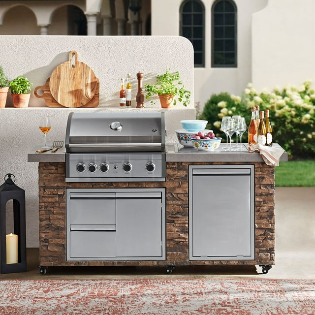 Member's Mark 78" 4-Burner Rustic Ledge Island Grill