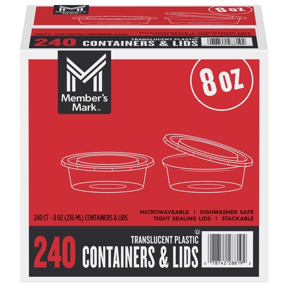 Member's Mark Plastic Deli Containers with Lids 8 oz., 240 ct.