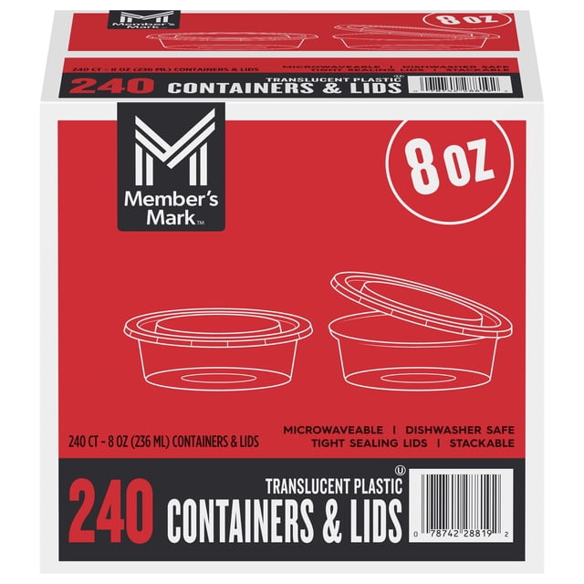 Member's Mark Plastic Deli Containers with Lids 8 oz., 240 ct.