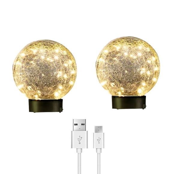 Deck Impressions 6" Solar/USB LED Crackle Glass Globe Lights, Choose Pack