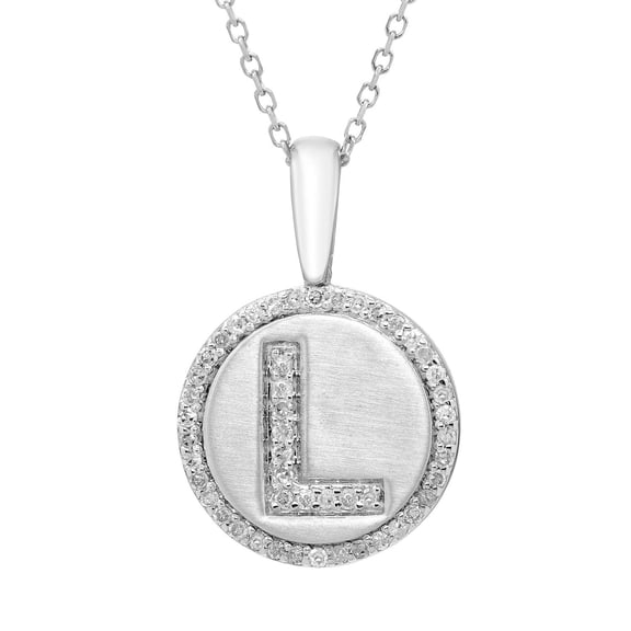 Diamond Initial Pendant Necklace in Sterling Silver