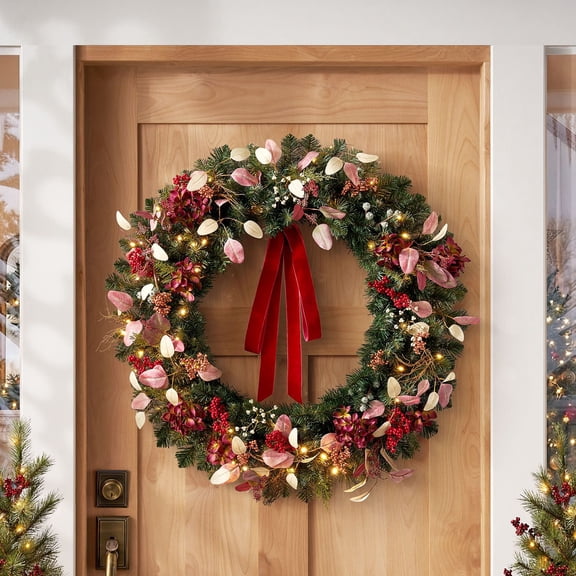 Member's Mark 36" Pre-Lit Burgundy Wreath