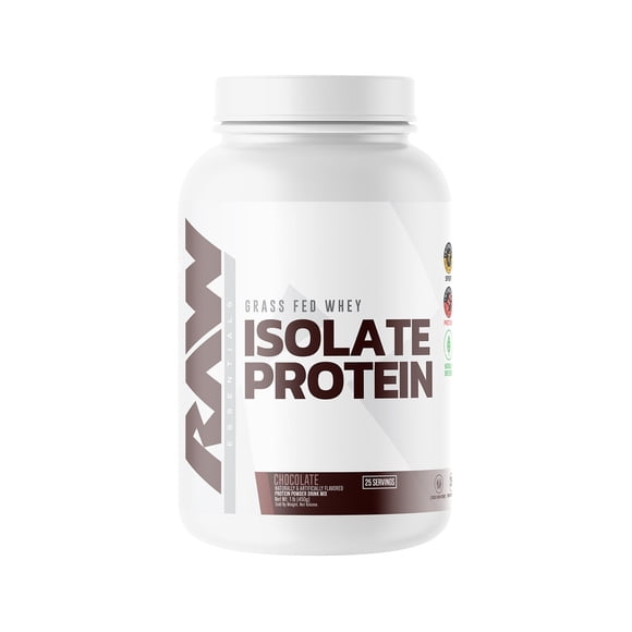 RAW 25g Grass Fed Whey Isolate Protein Powder, Dark Chocolate, 1.97 lbs.