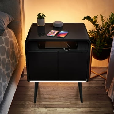 Sobro Smart Side Table with Cooling Drawer, Wireless Charging, LED Lights, and Bluetooth Speakers