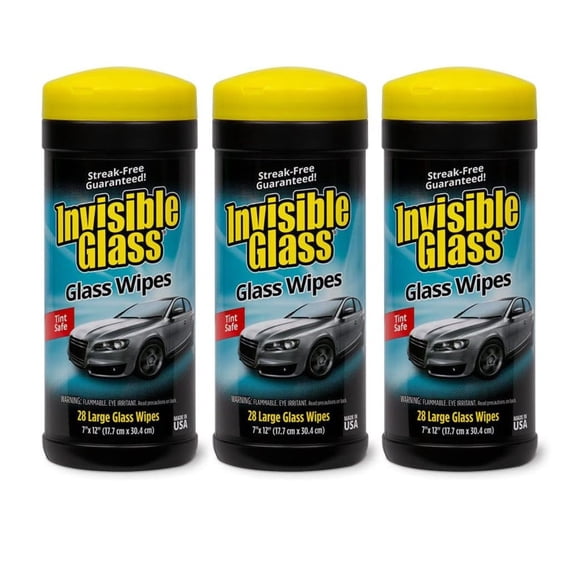 Invisible Glass Automotive Glass Cleaning Wipes Kit, Streak-Free, 28-Count (3-Pack)