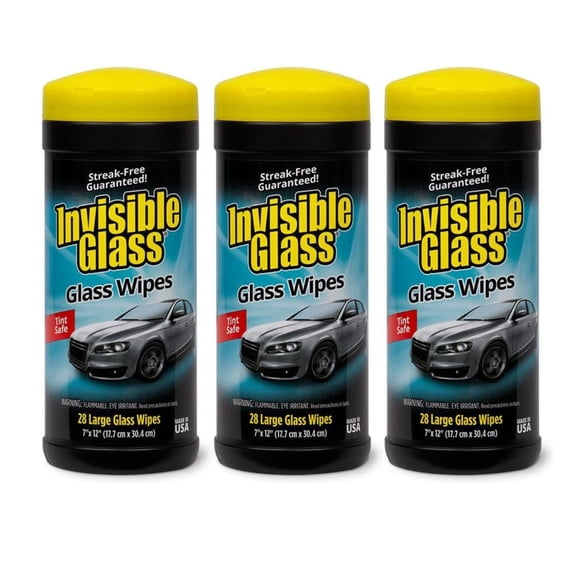 Invisible Glass Automotive Glass Cleaning Wipes Kit, Streak-Free, 28-Count (3-Pack)