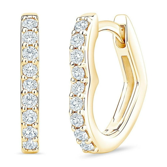 0.23 CT. T.W. Round Cut Heart Shaped Diamond Hoop Earrings in 14K Gold