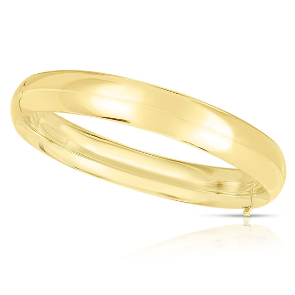 High Polished Hollow Bangle Bracelet in 14K Gold
