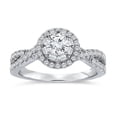 thumbnail image 1 of 0.95 CT.T.W. Round & Baguette Diamond Bridal Ring in 14K White Gold, 1 of 5