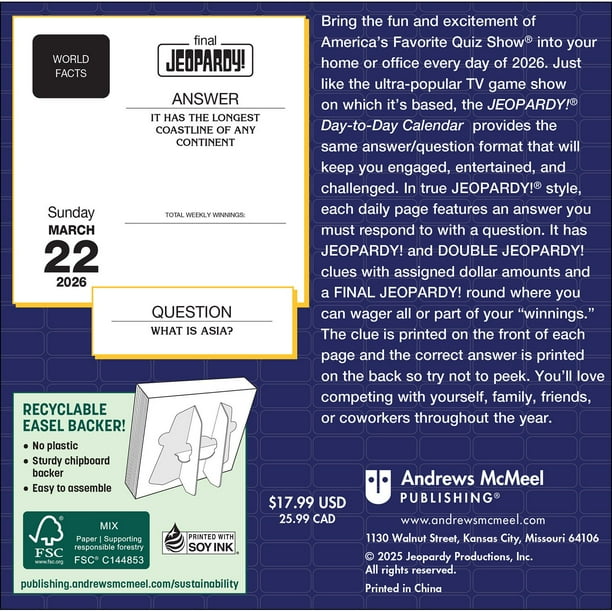 JEOPARDY! 2026 Day-to-Day Calendar - Samsclub.com