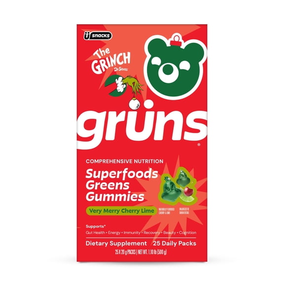 Gruns Grinch Adult Superfood Multivitamin Gummies, 25 Count