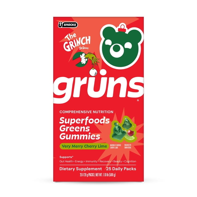 Gruns Grinch Adult Superfood Multivitamin Gummies, 25 Count