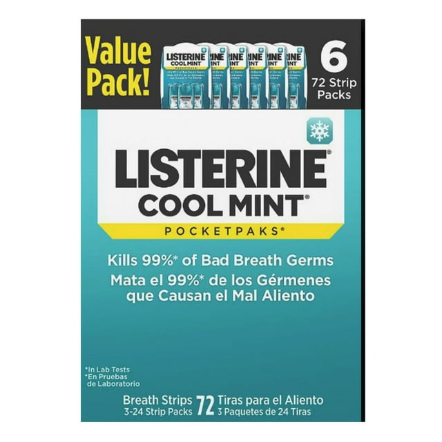 Listerine Cool Mint PocketPaks, 72-Strip Pack, 6 pk.