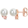 thumbnail image 1 of South Sea Cultured Pearl & Pear-Cut Morganite Stud Earrings in 14K Gold, 1 of 5