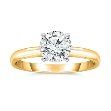 Lab Created Diamond Round Cut Solitaire Ring In 18K Gold