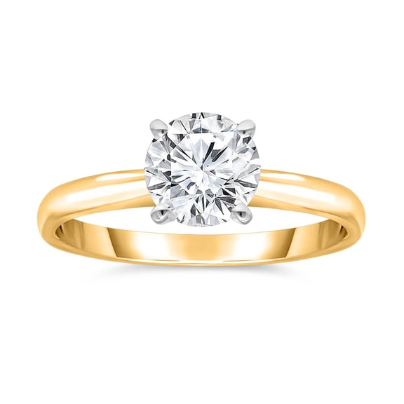 Lab Created Diamond Round Cut Solitaire Ring In 18K Gold