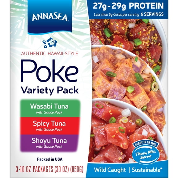 Annasea Yellowfin Tuna Trio Poke Kit, 10 oz., 3 pk., Frozen