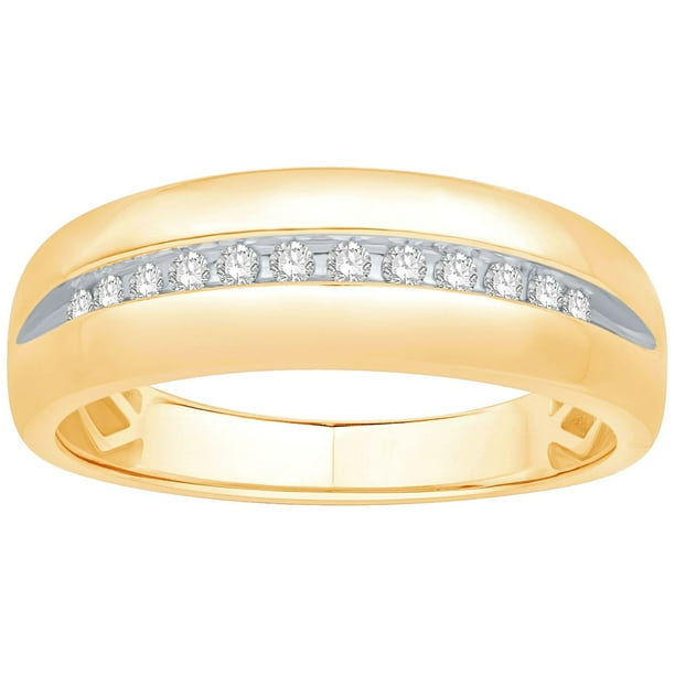 0.17 CT. T.W. Round Cut Single Row Diamond Mens Band in 14K Gold