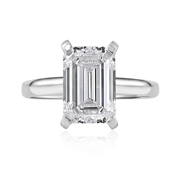 Lab Created Emerald Cut Solitaire Diamond Ring