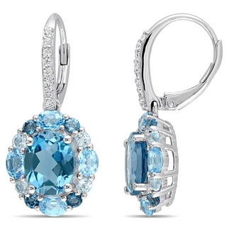 Blue and White Topaz Dangle Earrings in Sterling Silver