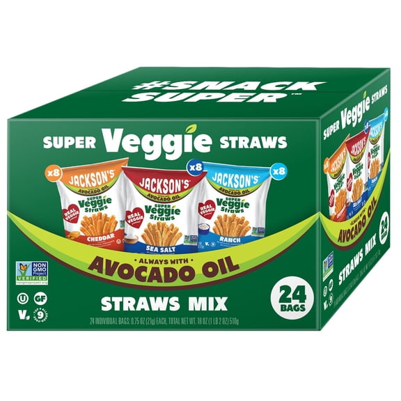 Jackson's Super Veggie Straws Variety Pack, 0.75 oz., 24 pk.
