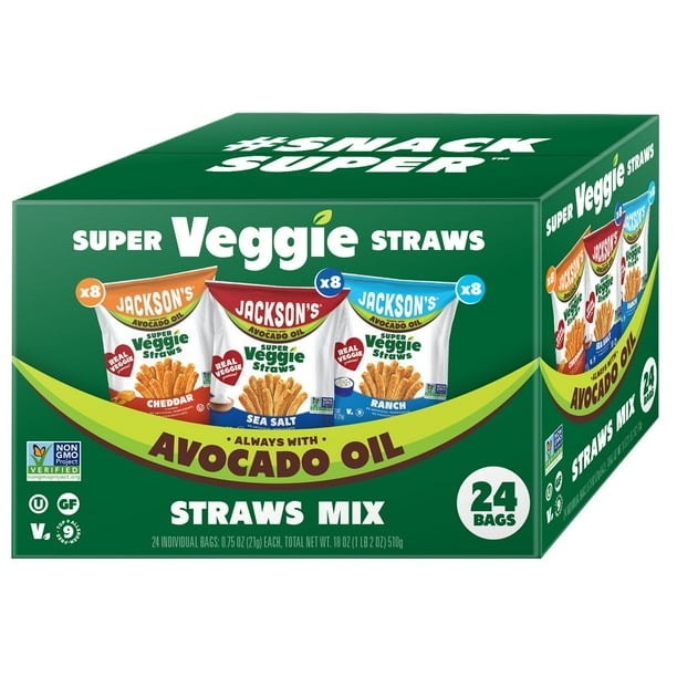 Jackson's Super Veggie Straws Variety Pack, 0.75 oz., 24 pk