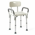 thumbnail image 1 of Medline Bath Bench with Back and Padded Arms, White, 1 of 5