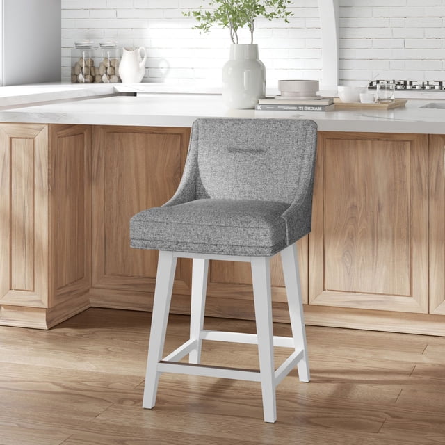 HH2 Home Upholstered Tapered Back Wood Adjustable Height Swivel Bar Stool